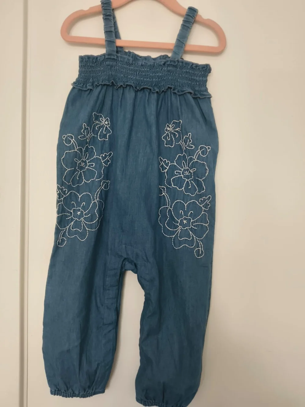 GAP Blue Floral Embroidered Girls' Romper